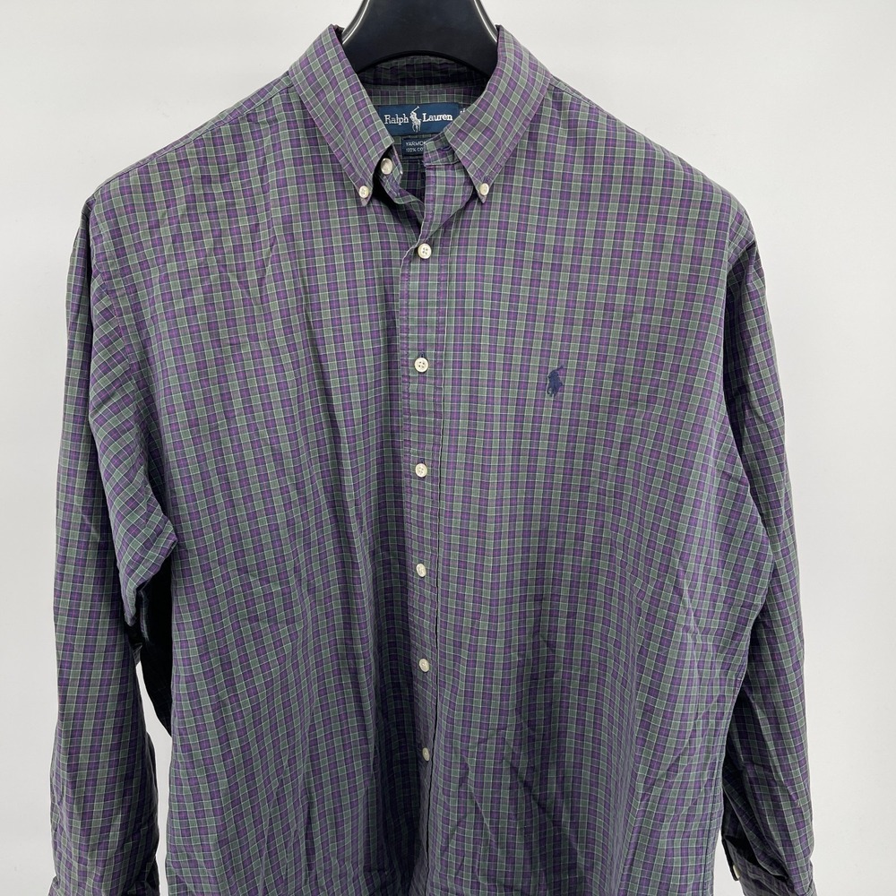 Polo Ralph Lauren Shirt Mens 17 34/35‎ Blue Plaid Yarmouth